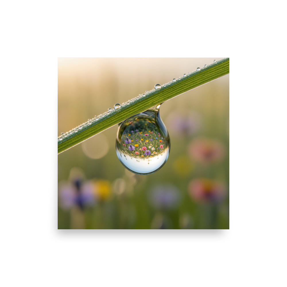 Dewdrop Flower Meadow Refraction