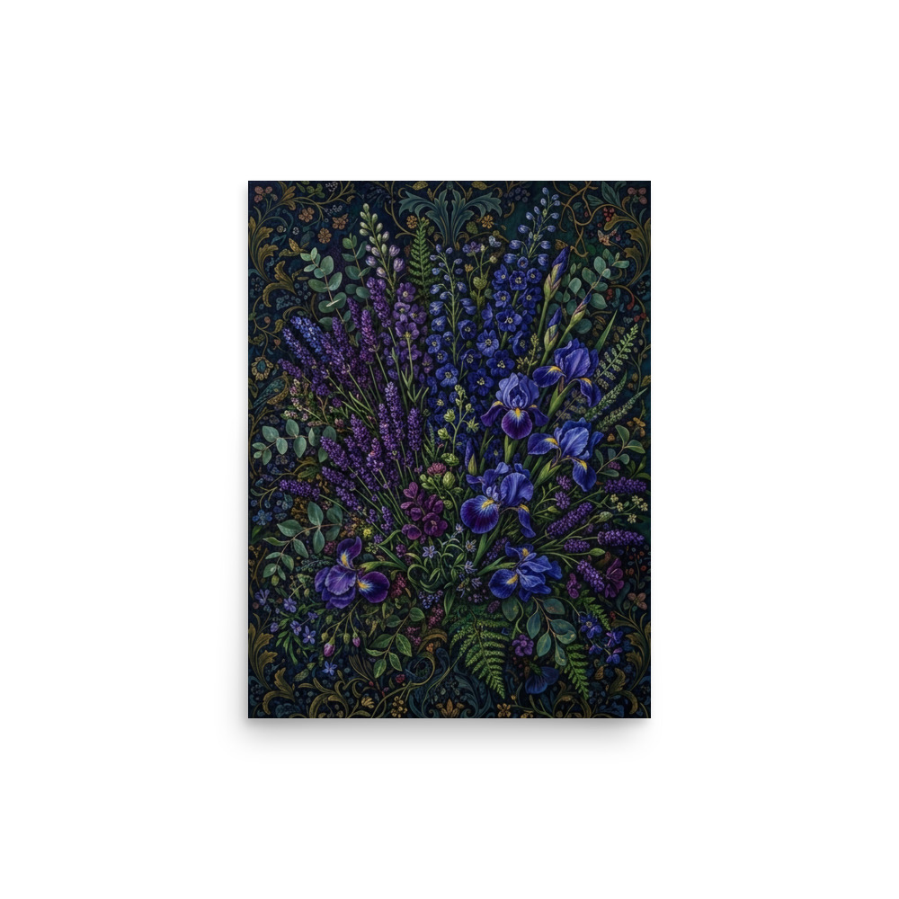Maximalist Botanical Art Print, moody floral wall decor, jewel-tone gallery wall, painterly botanical style, flower lover gift
