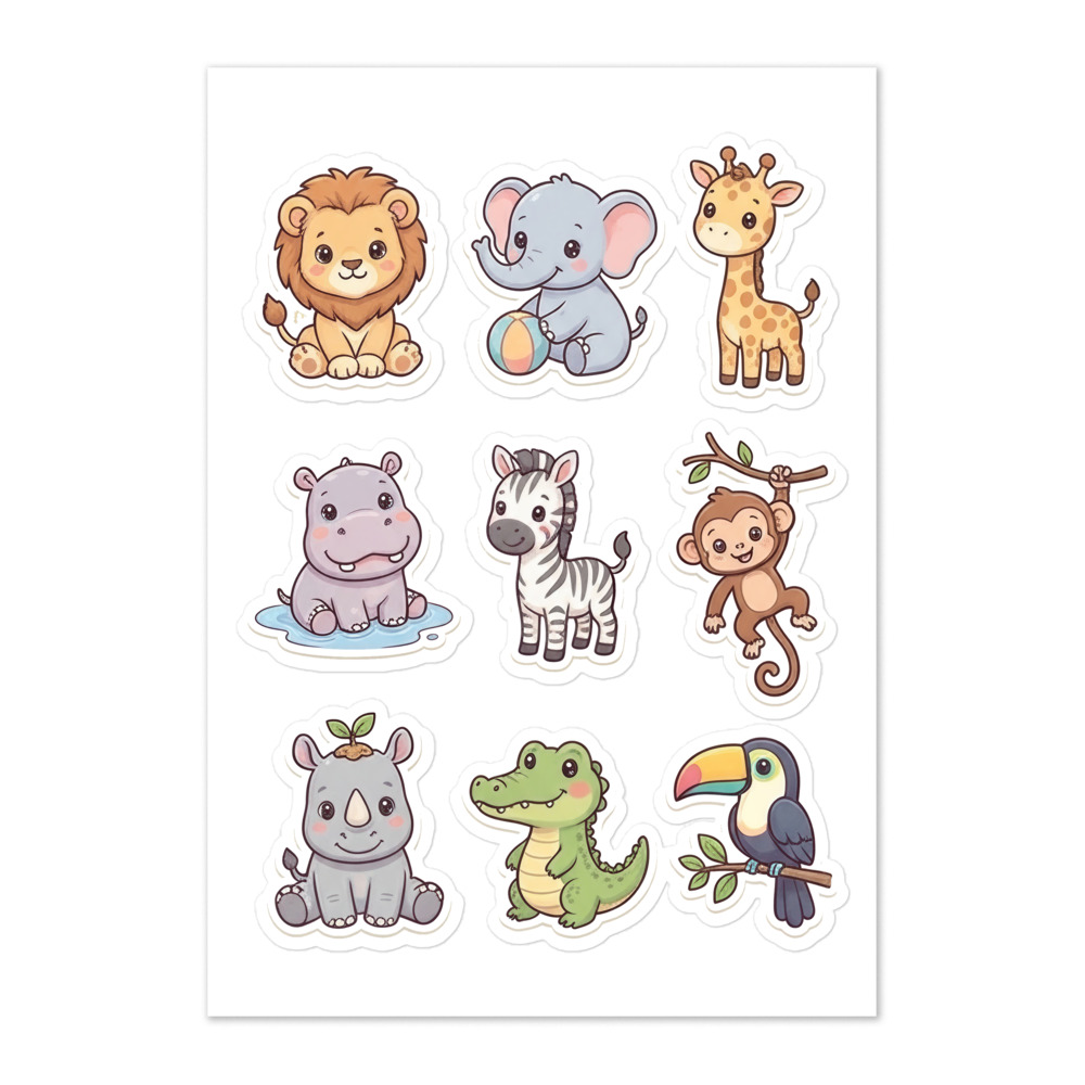 Cozy Baby Safari Sticker Sheet