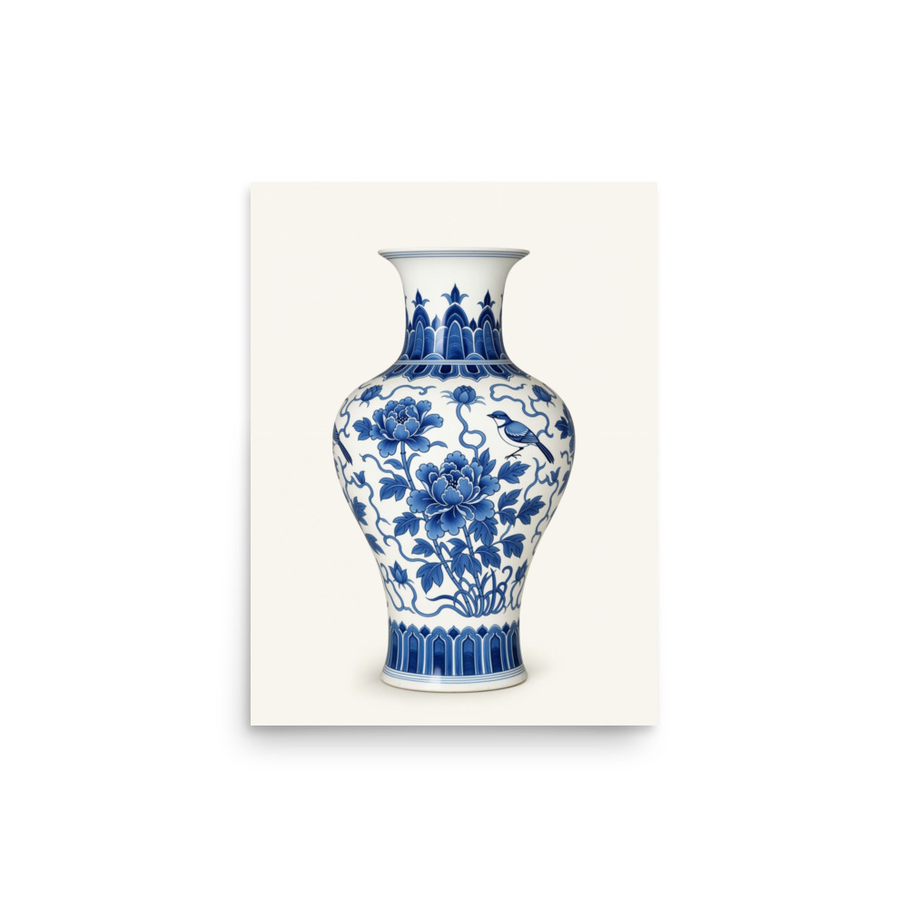 Blue & White Peony Vase