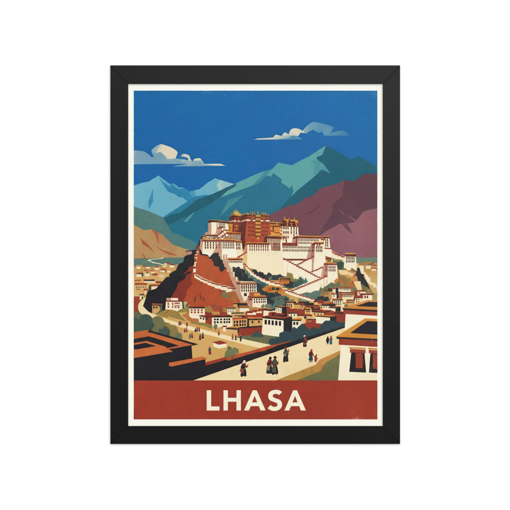 Potala Palace Art Print, vintage travel poster, mid-century wall art, Himalayan decor, living room gift, gift for travel lovers