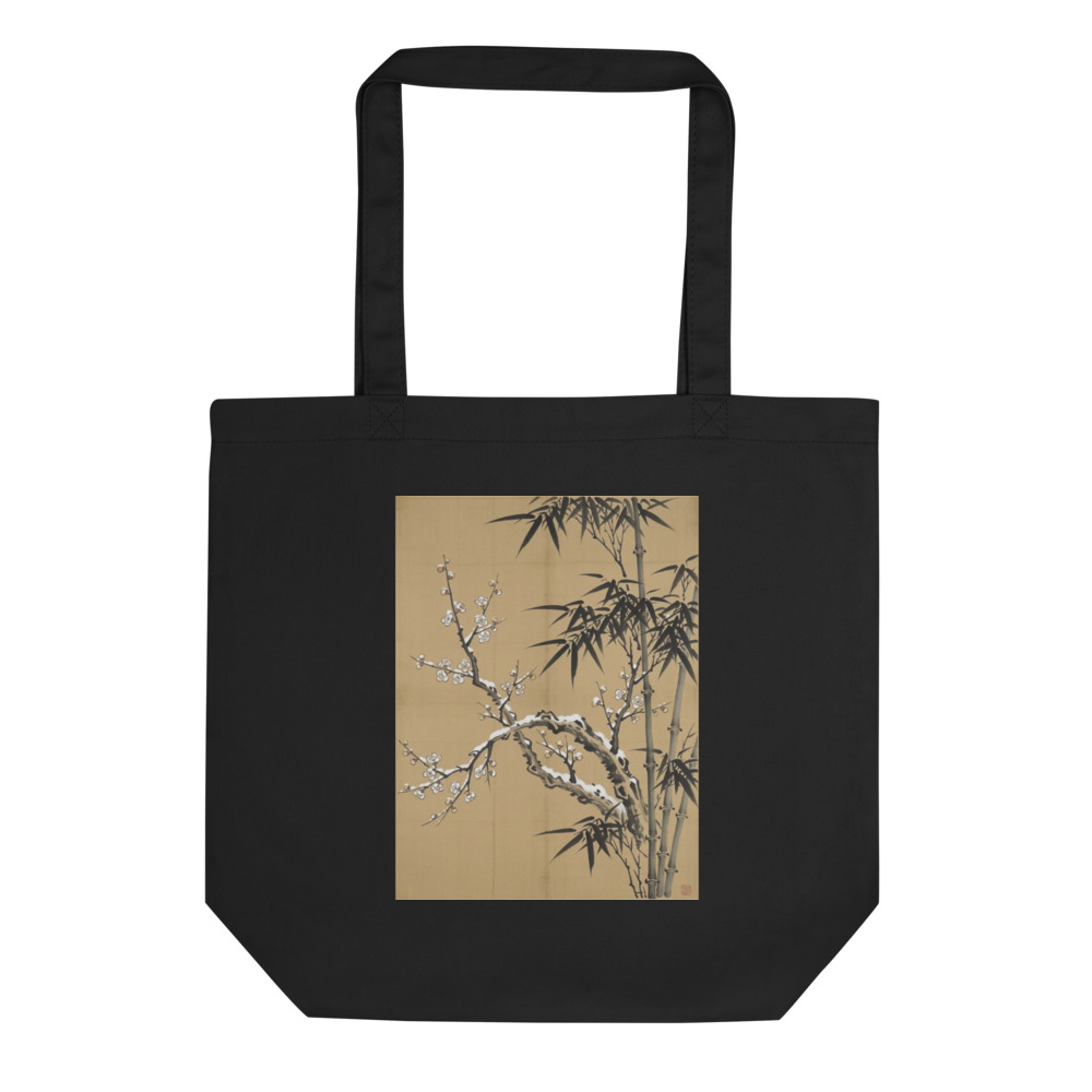 Plum and Bamboo in Snow Tote Bag