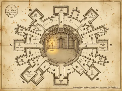 Dungeon Level 3 — Fantasy Map Print
