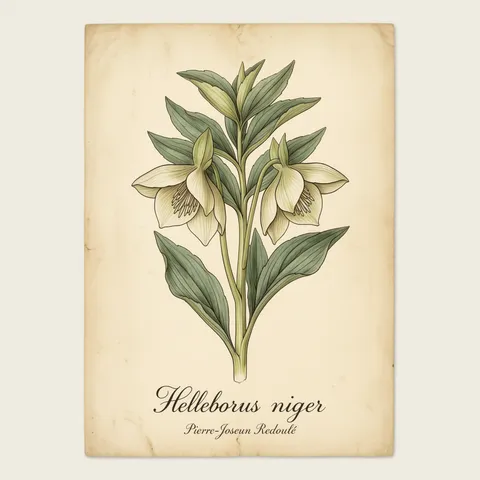 Helleborus Niger Vintage Botanical Print