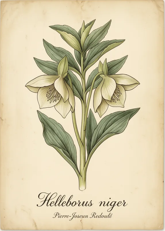 Helleborus Niger Vintage Botanical Print