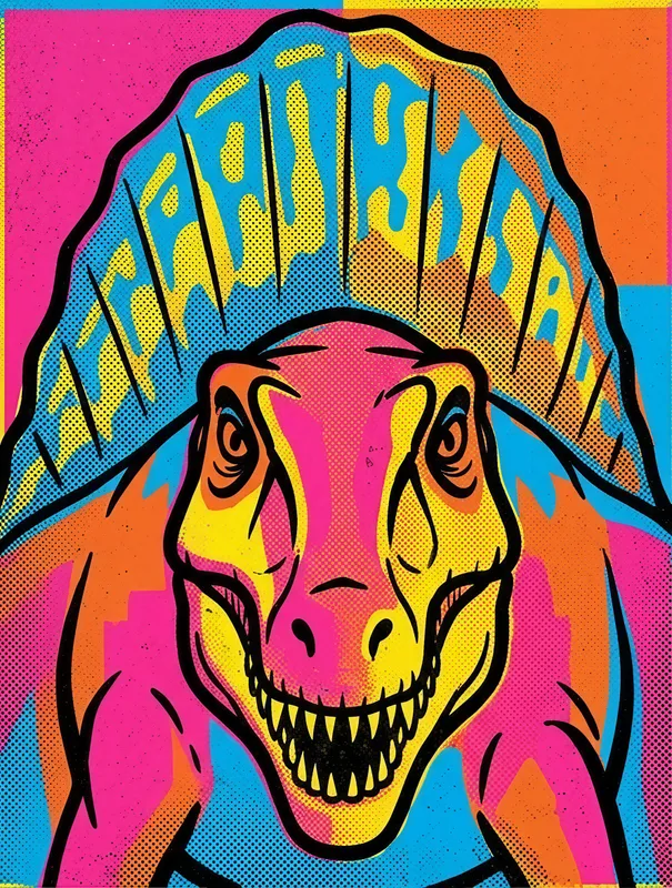 Spinosaurus Pop Art Art Print, Andy Warhol inspired style, dinosaur wall art, colorful bedroom decor, dinosaur gift