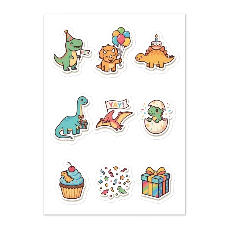 Dino Party Sticker Sheet