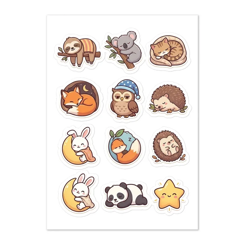 Sleepy Cozy Critters Sticker Sheet