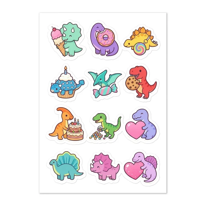 Sweet Dino Treats Sticker Sheet