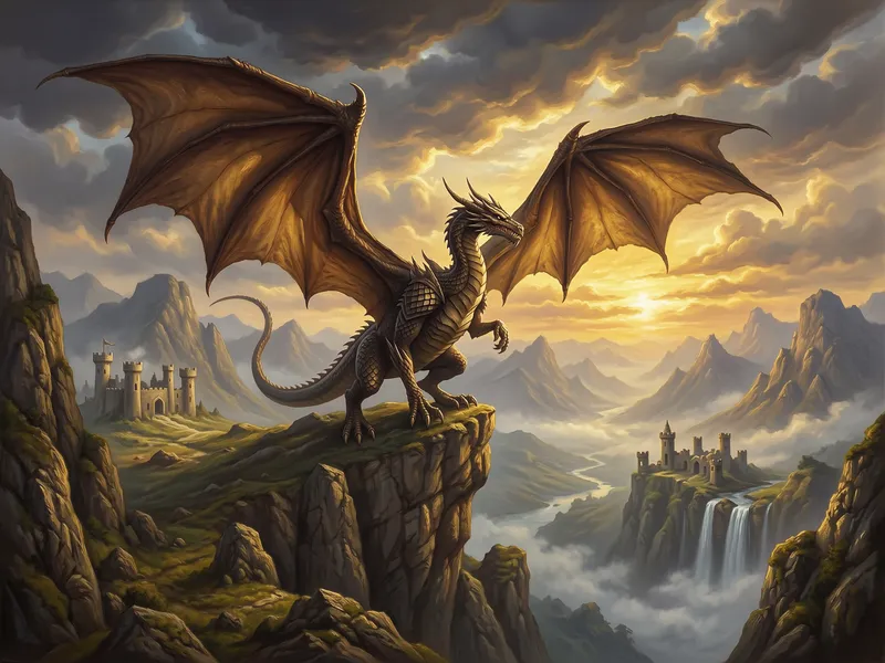 Red Dragon Over Misty Valley