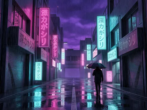 Shinjuku Rain — Cyberpunk Tokyo Print