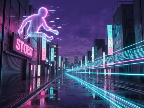 Neon Cyberpunk Glider Cityscape