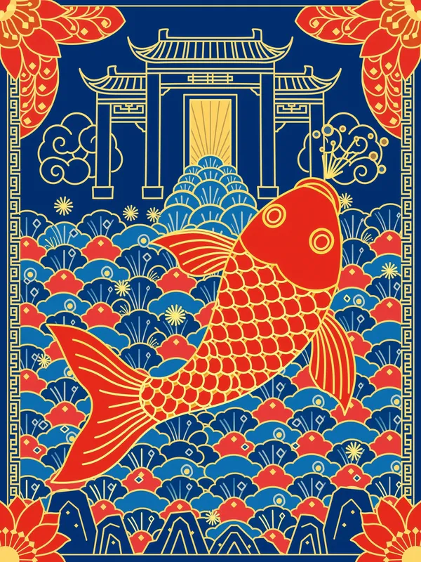 Leaping Koi 鲤跃龙门