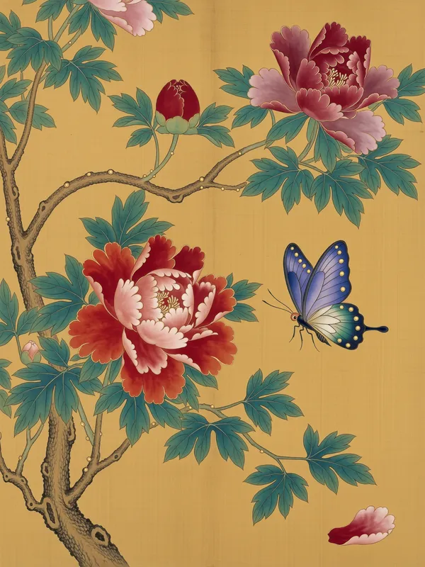 Peony & Butterflies 牡丹