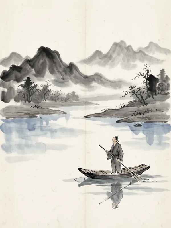Fisherman on Misty River 渔舟