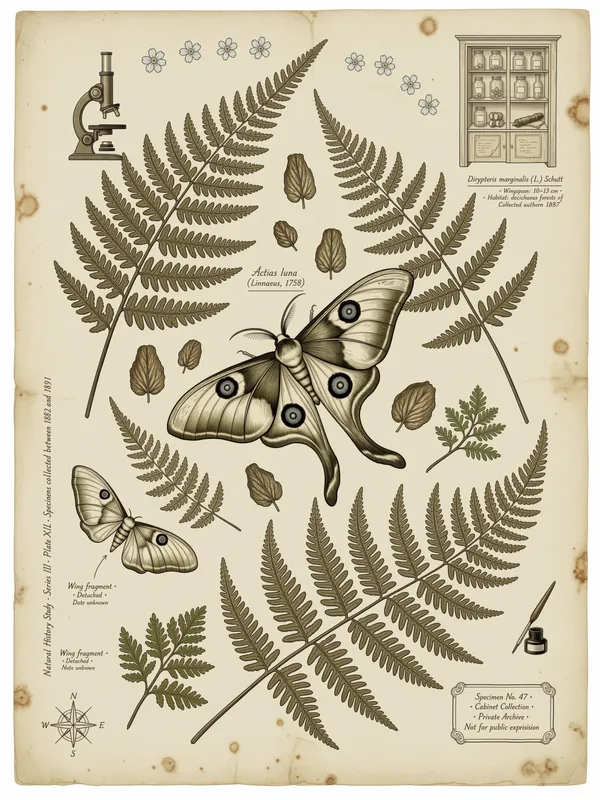 Luna Moth & Ferns