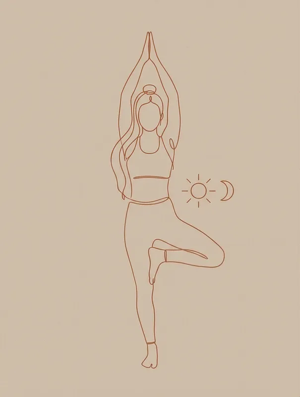 Yoga Tree Pose Line Art