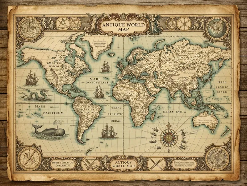 Antique Decorative World Map