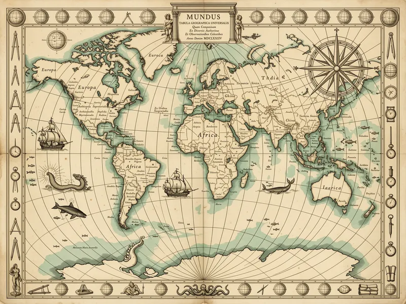 Antique Decorative World Map