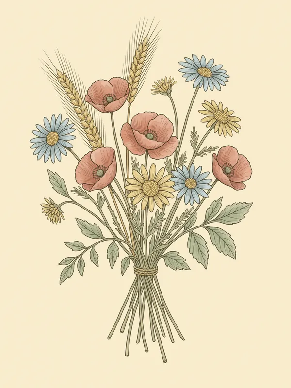 Poppy & Wheat Bouquet