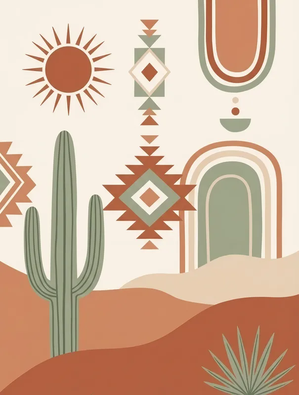 Cactus & Geometric Sun