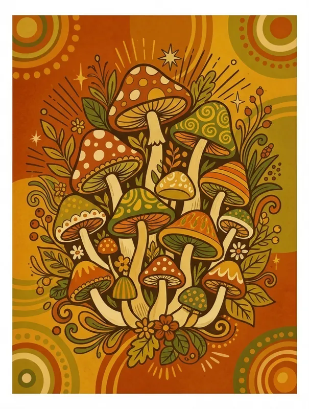 70s Floral & Mushroom
