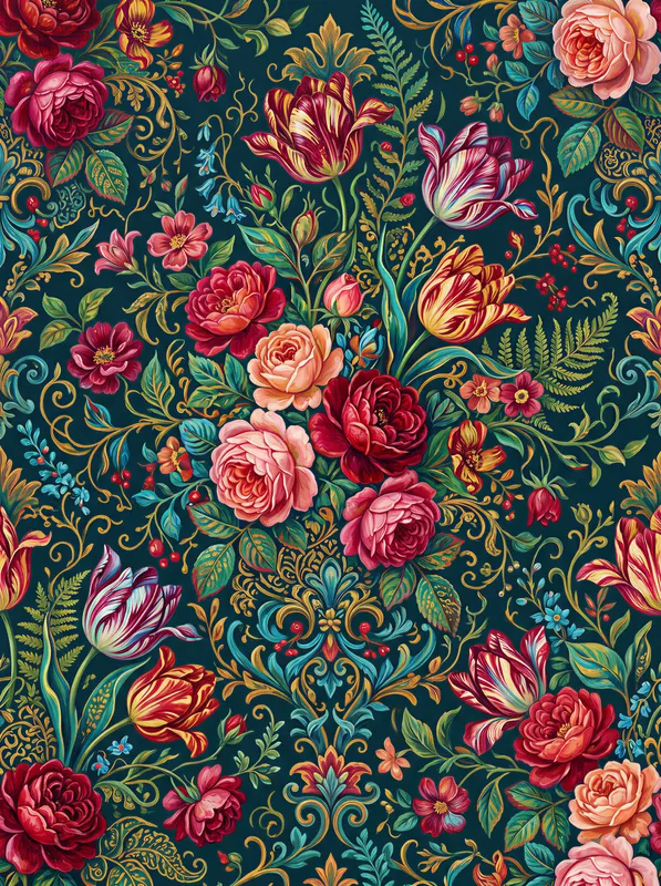 Baroque Rose and Tulip