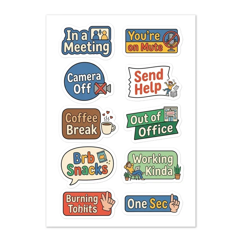 Work From Home Meme Sticker Sheet