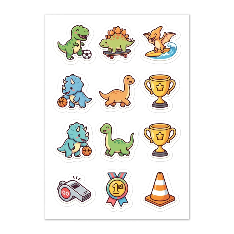 Dino Sports Sticker Sheet