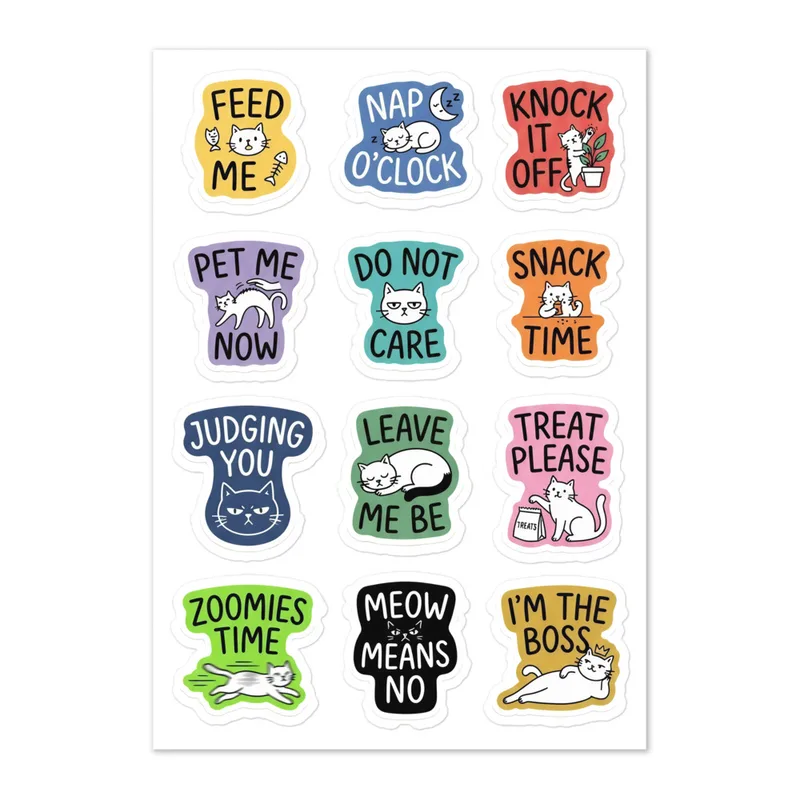 Cat Energy Meme Sticker Sheet
