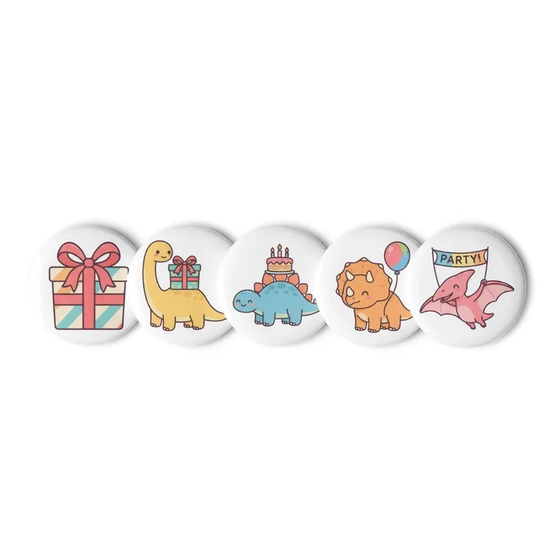 Dino Party Pin Button Set