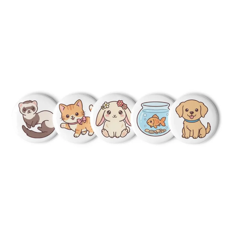 Cozy Pet Pals Pin Button Set