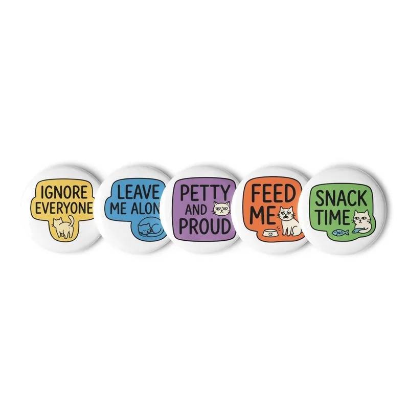 Cat Energy Meme Pin Button Set