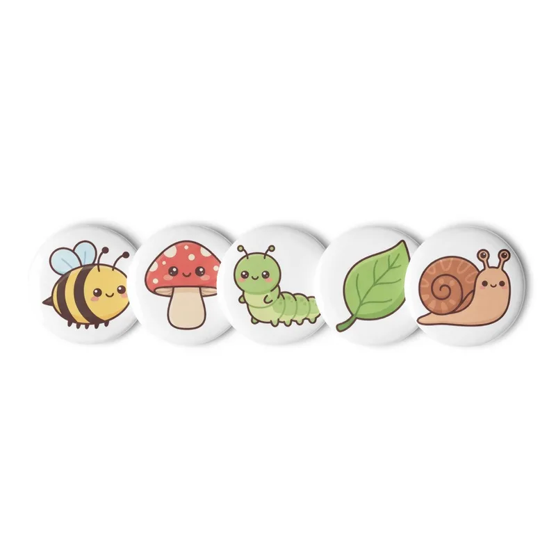 Cozy Bugs & Blooms Pin Button Set