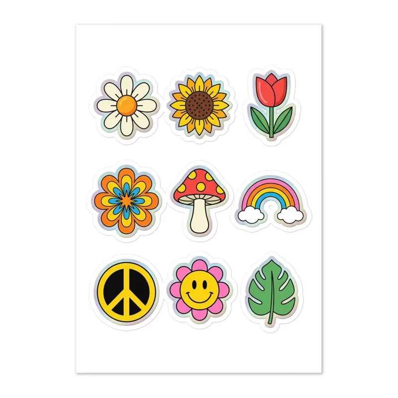 Y2K Groovy Flowers Sticker Sheet