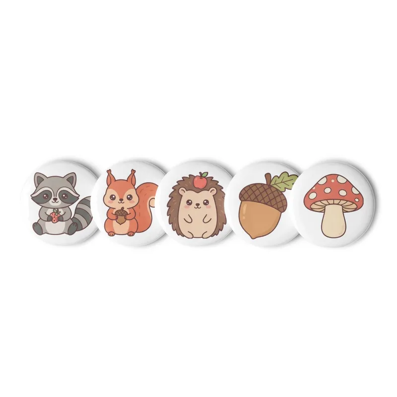 Cozy Forest Friends Pin Button Set