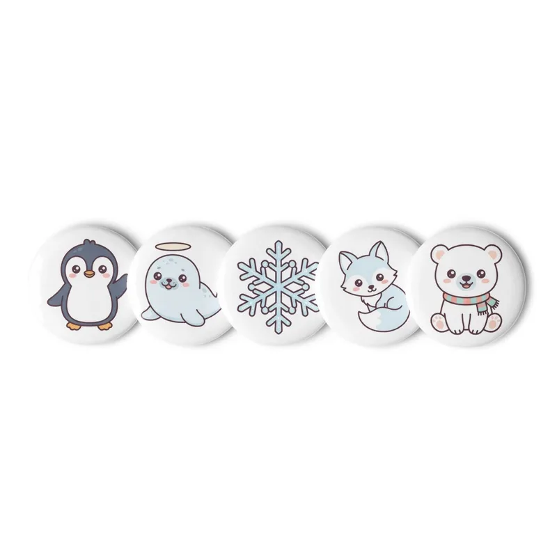 Cozy Arctic Pals Pin Button Set