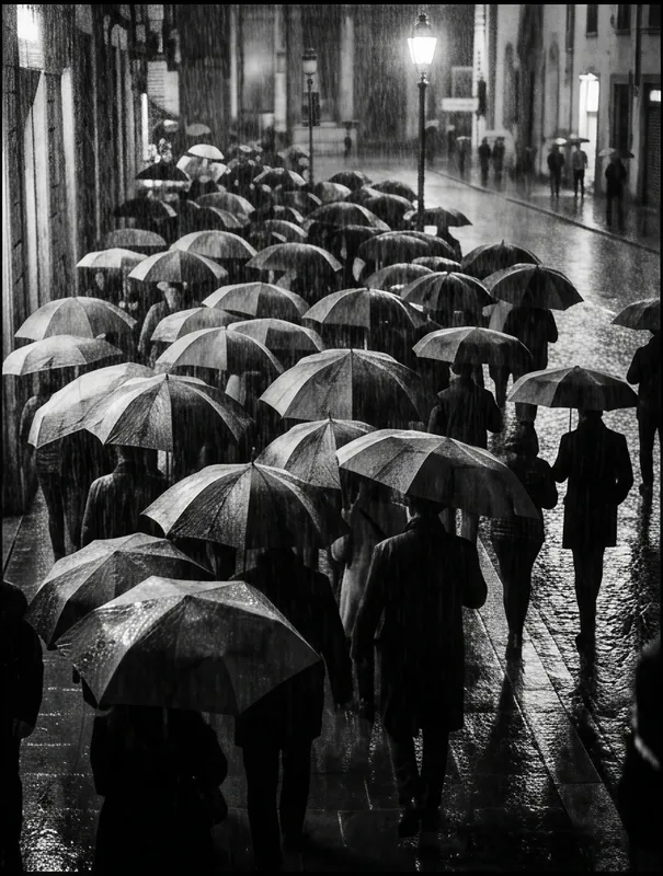 Umbrellas in the Rain