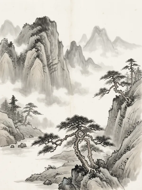 Misty Mountain with Ancient Pine