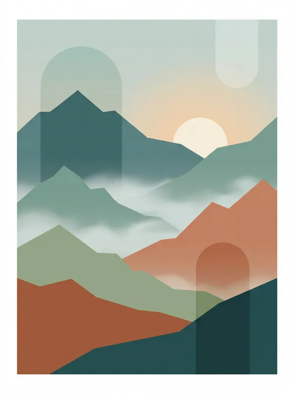 Teal Misty Mountains