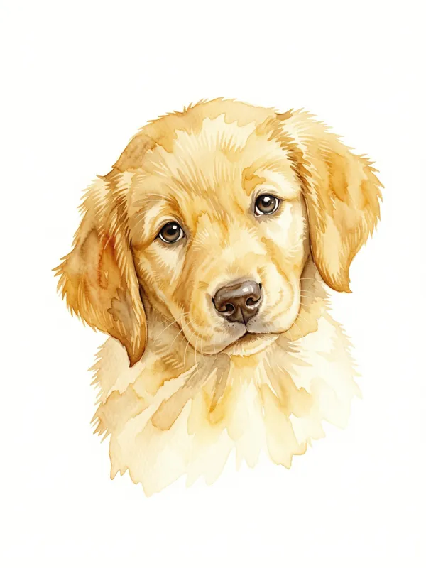 Golden Retriever Puppy Watercolor