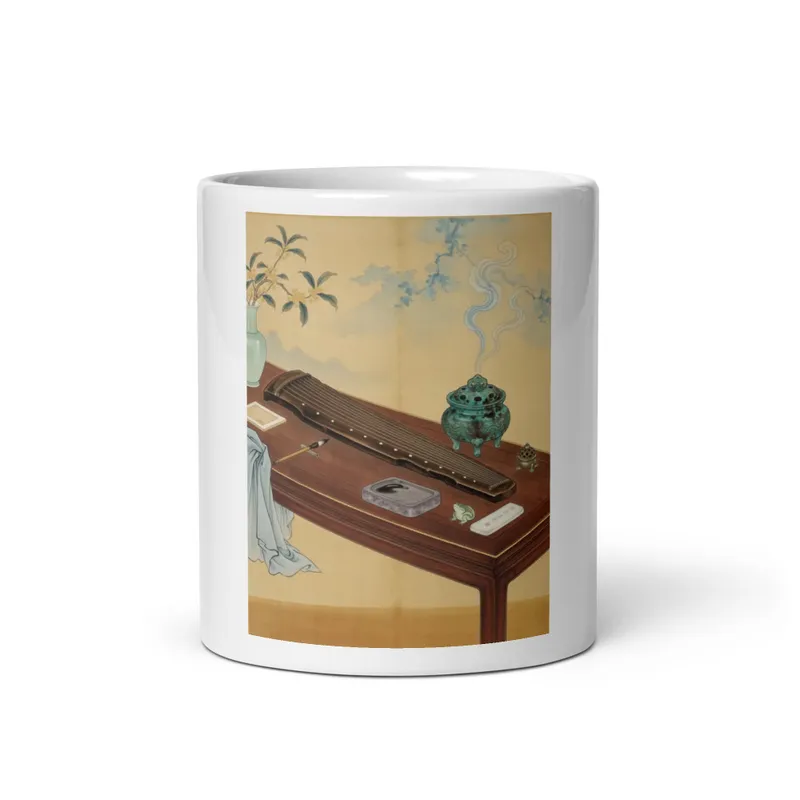 Guqin and Incense Mug