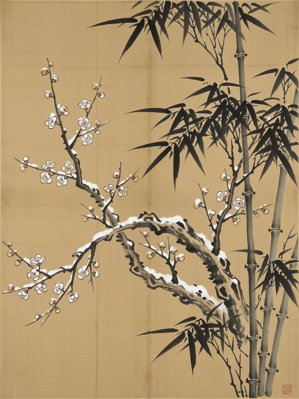 Plum and Bamboo in Snow