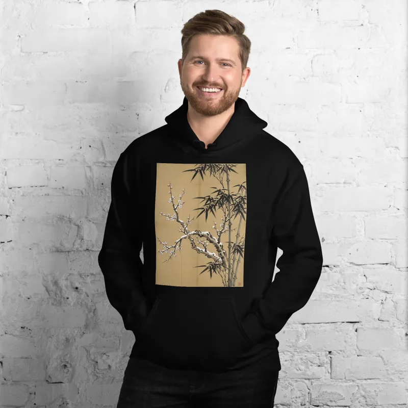 Plum and Bamboo in Snow Hoodie