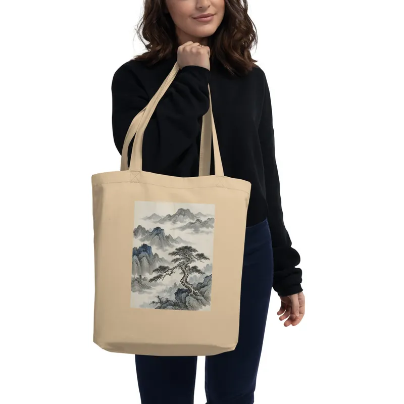 Misty Pine Cliff 松崖 Tote Bag