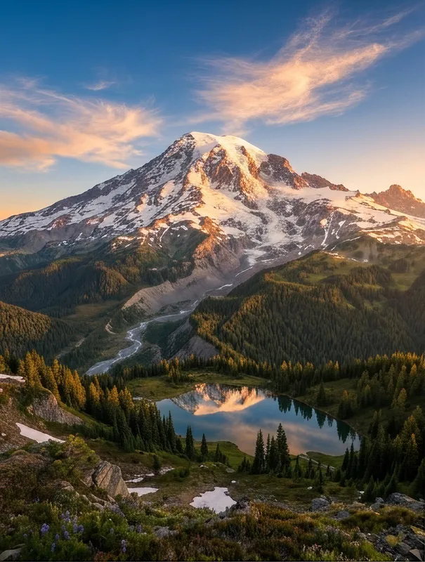 Snow-Capped Peak at Sunrise