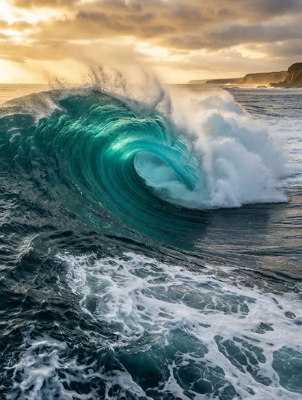 Powerful Ocean Barrel Wave
