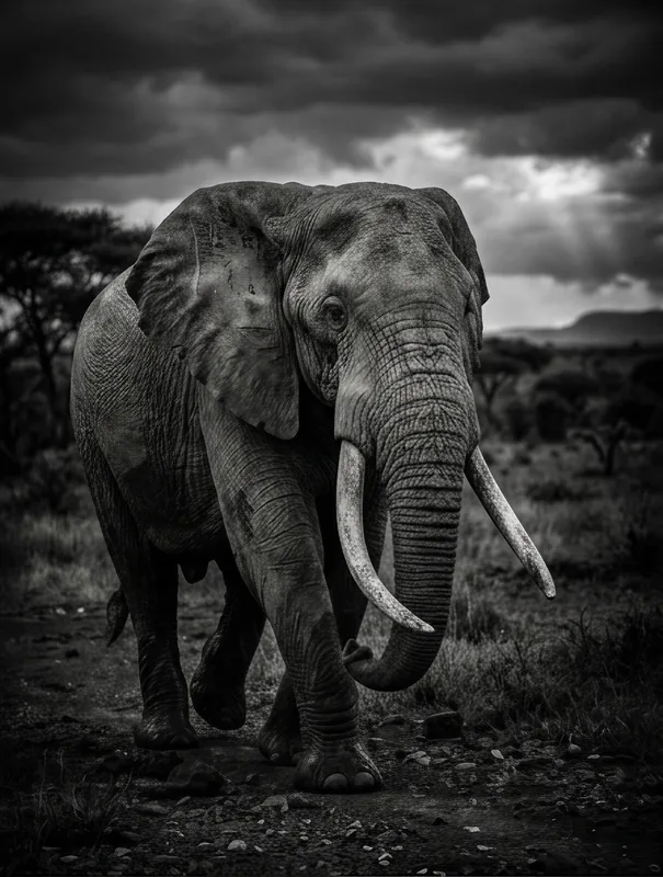 African Elephant B&W