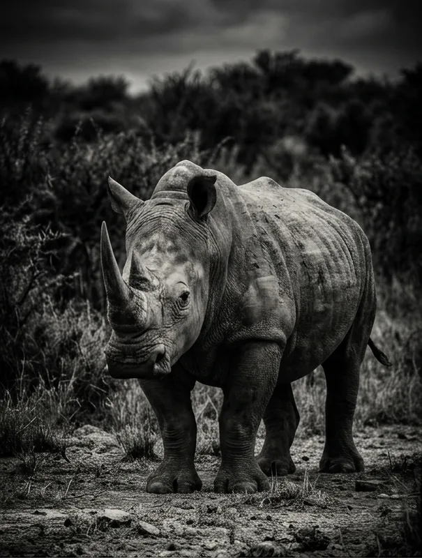 White Rhinoceros B&W