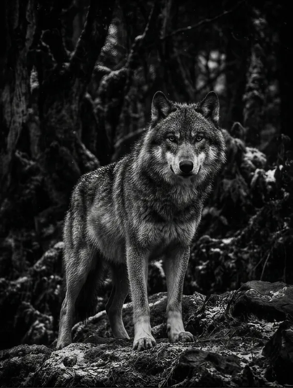 Gray Wolf B&W